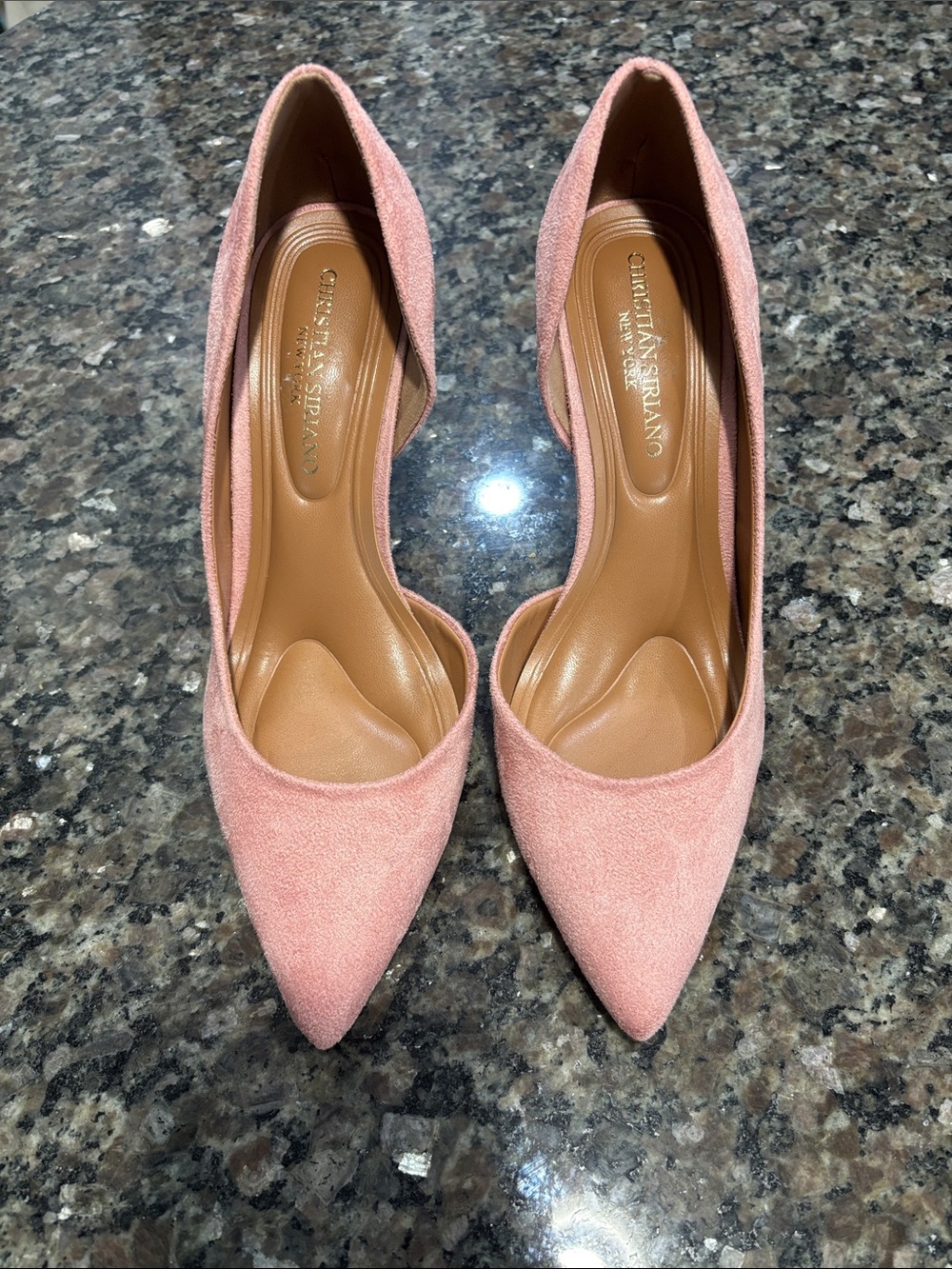 Christian Siriano Blush Pink Suede Pointed-Toe Pumps